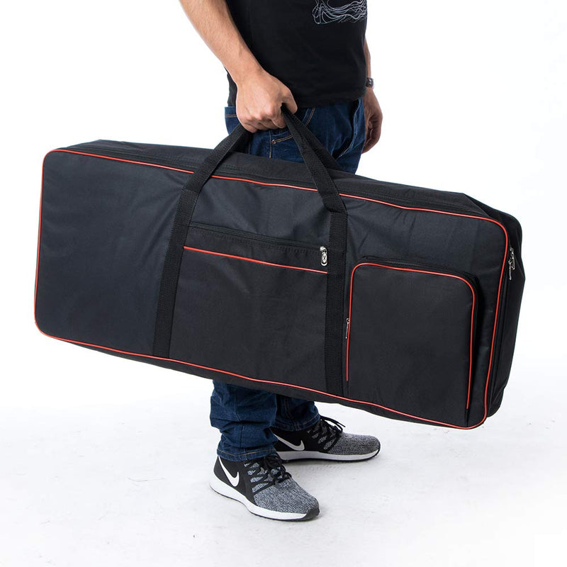 61 Key Keyboard Case Gig Bag Padded, Portable Electric Keyboard Piano 600D Oxford Cloth with 10mm Cotton Case Gig Bag 40"x16"x6" GJB54 (black+red)