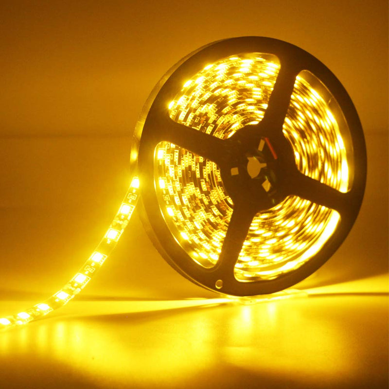 [AUSTRALIA] - EverBright Led Strip Lights Yellow Flexible Waterproof Led Light Strips 16.4Ft 5050 PCB Black with 12V Power Supply for Home Under Cabinet Brdroom Party Stage Holiday Decoration 
