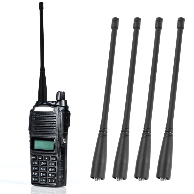 4PCS Dual Band VHF 136-174MHz UHF 400-520MHz SMA-Female Antenna Compatible with Baofeng Handheld Radio GT-3 UV-5R UV5RE UV5RA 50ohm Impedance 17cm VHF 136-174MHz & UHF 400-520MHz