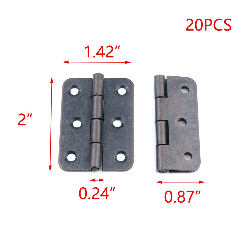 T Tulead Door Hinges Iron Folding Hinges Oil Rubbed Bronze Hinges 2"x1.42" Cabinet Closet Hinges Pack of 20 with Screws Oil-Rubbed Bronze