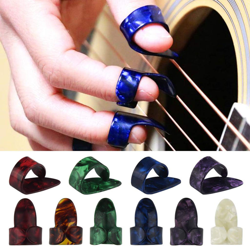 62pcs Guitar Picks Set including 8pcs Thumb Picks 24pcs Index Finger Picks 30pcs 0.46mm Guitar Picks (Mixed Color)