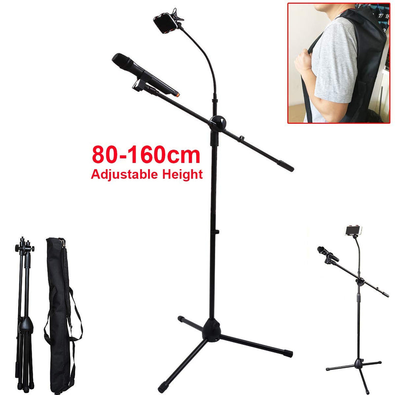 Webcast Bracket, Boom Microphone Adjustable Holder Height 80-160Cm, Sturdy and Durable, Easy to Fold, Strong Stability, Mobile Phone Microphone Stand for Selfie, Recording, Webcast Etc.