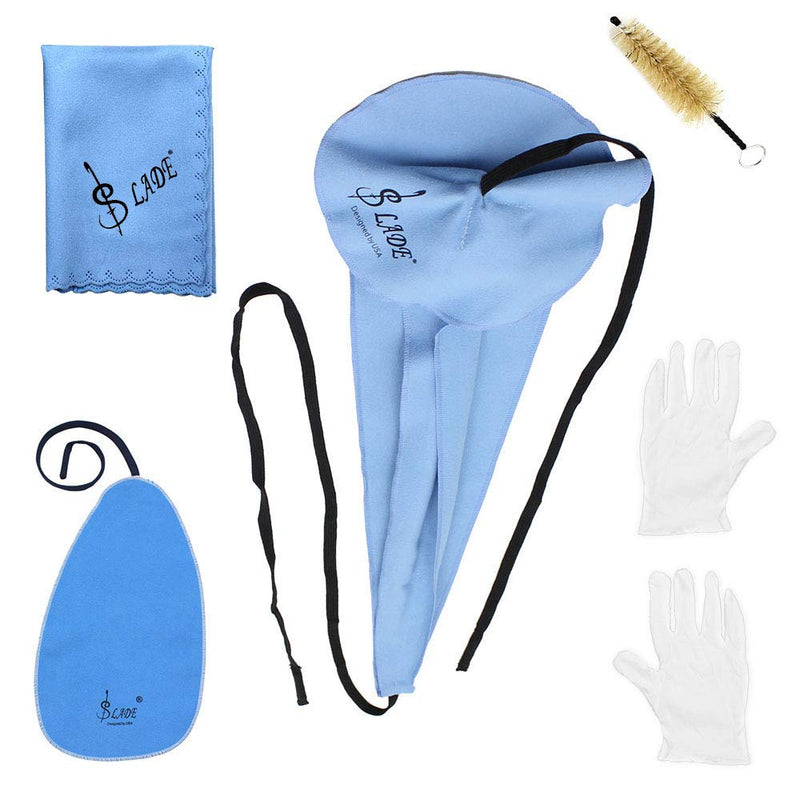 Mowind Saxophone Sax Cleaning Tool Mouthpiece Brush Cleaning Cloth Gloves Cleaning Kit 5-in-1 with Bag