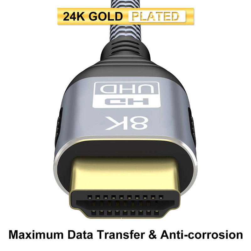 CABLEDECONN 8K HDMI UHD 8K High Speed 48Gbps 8K@60Hz 4K@120Hz HDCP2.2 4:4:4 HDR 3D ARC HDMI Cable Compatible with HDMI Laptops PS5 Xbox HDTVs Projectors 2m HDMI 8K Cable