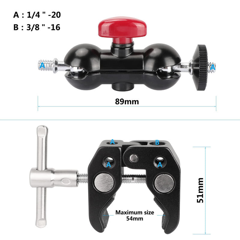 [AUSTRALIA] - CAMVATE Pole Clamp Mount with Super Clamp and 360 Degree Rotating Mini Ball Head for Mini 7",8" Monitor - 1333 