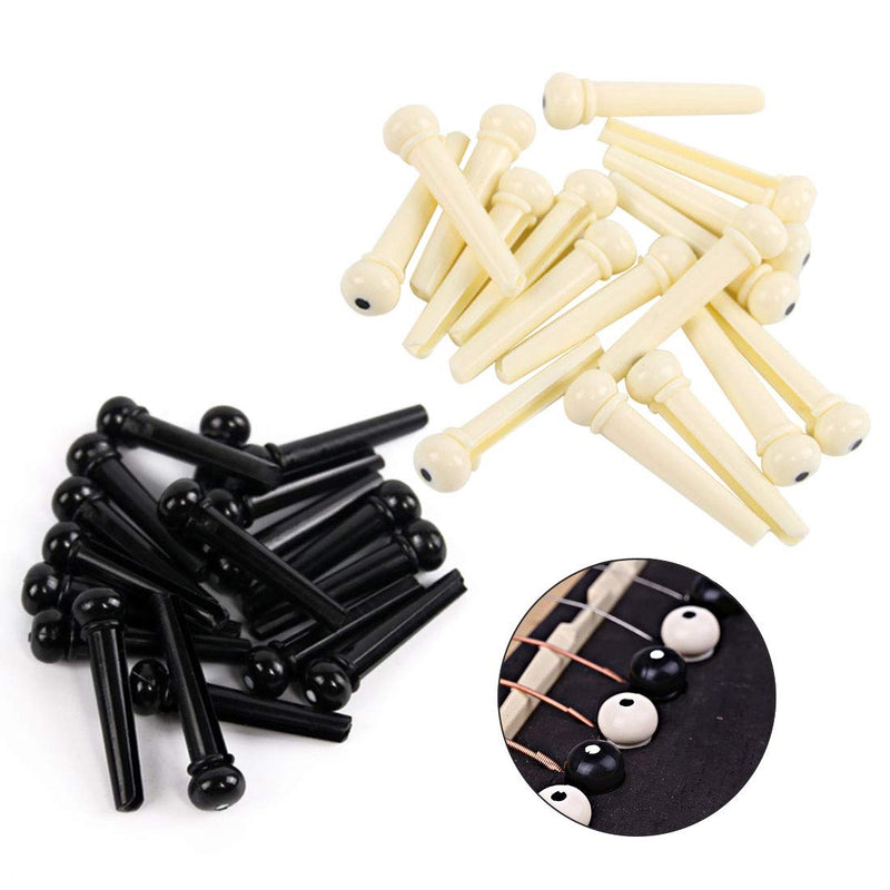 Guitar Bridge Set lnclude 24 Pcs Guitar ABS Plastic Bridge Pins, 4Pcs Guitar Bone Bridge Saddle and Nut, Stainless steel Guitar Bridge Pin Puller, 3 in 1 Guitar String Winder Cutter Pin Puller