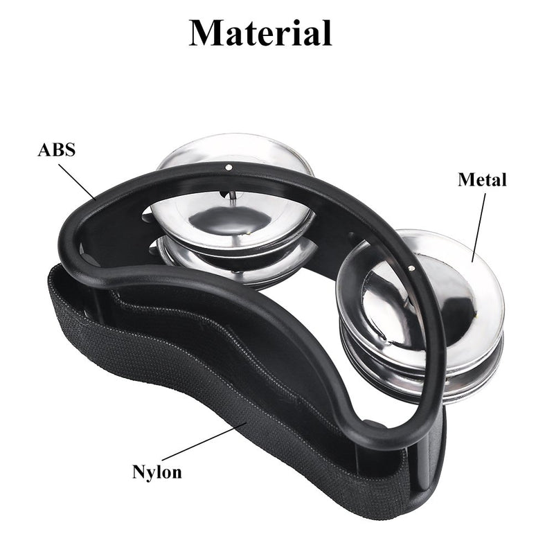 [AUSTRALIA] - Foot Tambourine, 3 Colors Foot Tambourine Percussion Musical Instrument with Metal Jingles Bell for Drum Accessory Instrument(Black) Black 