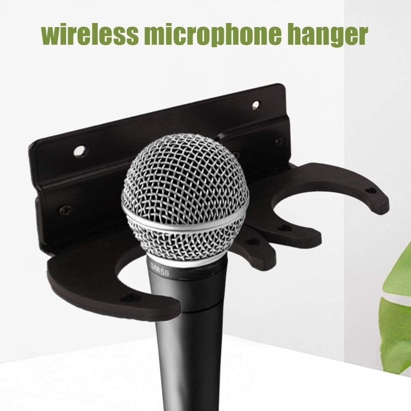 KLOP256 Wireless Microphone Hanger Mic Accessories Wall Mounted Space Saving Organizer Dual-use Double Hook Show With Screws Stands Holder KTV