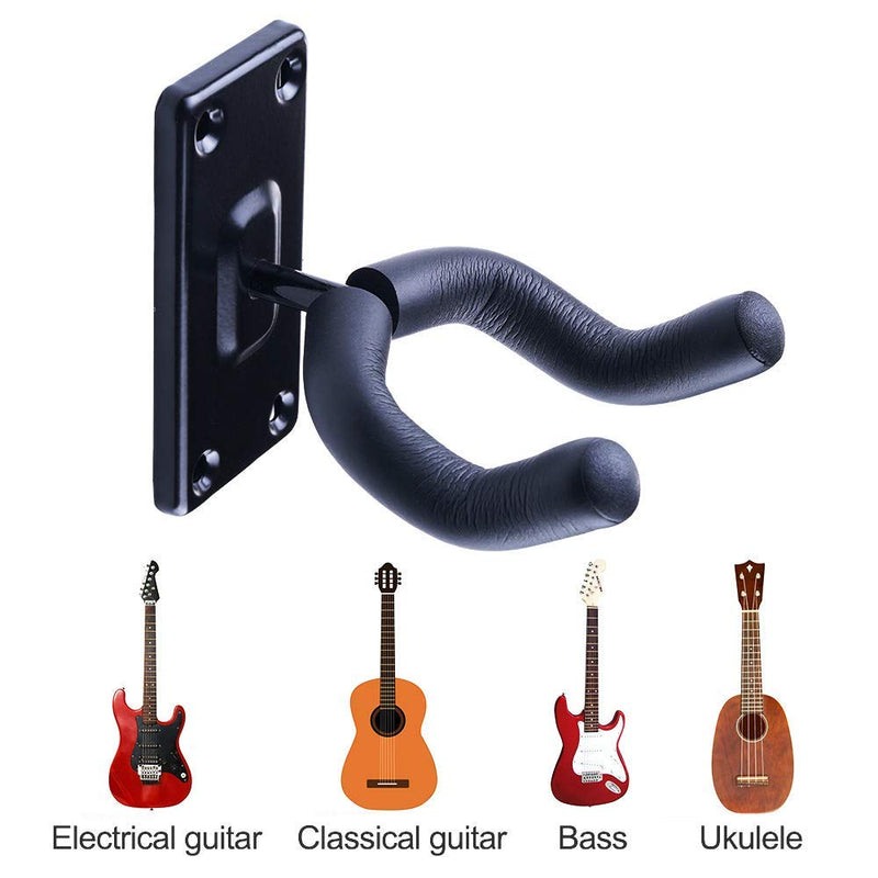 Guitar Wall Mount Hanger Hook Holder Stand 1 Pack Guitar Hangers Hooks for Acoustic Electric and Bass Guitars (Black)