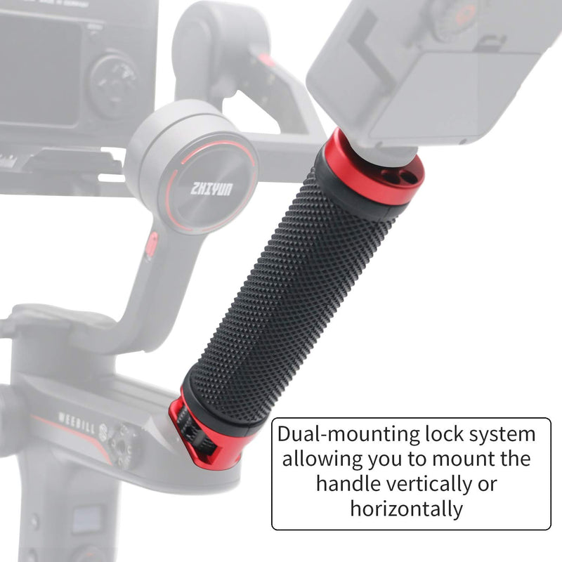 Andycine Handle Grip for Zhiyun Weebill-S Gimbal with Dual Mounting Lock, Cold Shoe and 1/4”-20 Accessory Threaded Holes