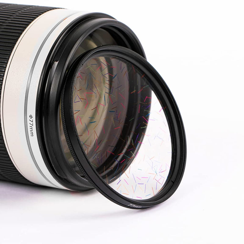 KOGJAERS Prism Lens Filter 77 mm Starlight Glare Filter Anamorphic Lens Flare Effect Filter Film Props (Rainbow ray Flares) Rainbow ray flares 77mm