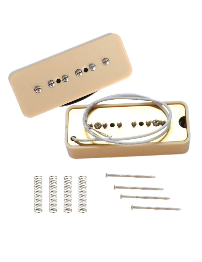 Metallor P90 Soapbar Pickup Bridge and Neck Single Coil Pickups Set for Electric Guitar Parts Replacement Cream.