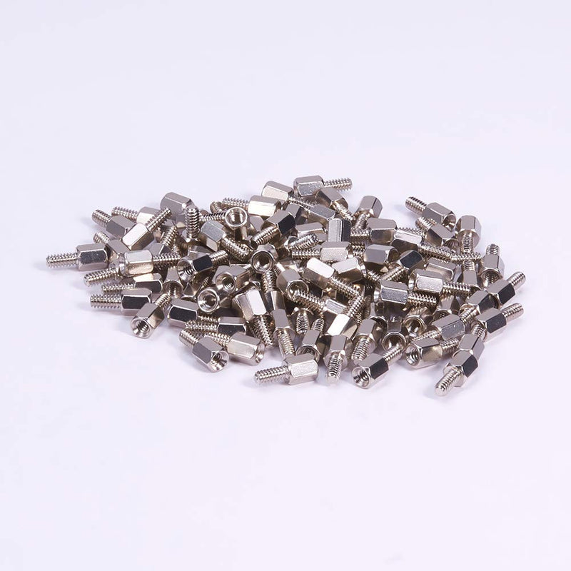 MroMax 4#-40 6+6mm F/M Brass Hex Standoff Spacer Screws Pillar Nickel Plated Silver 100 Pcs 100PCS