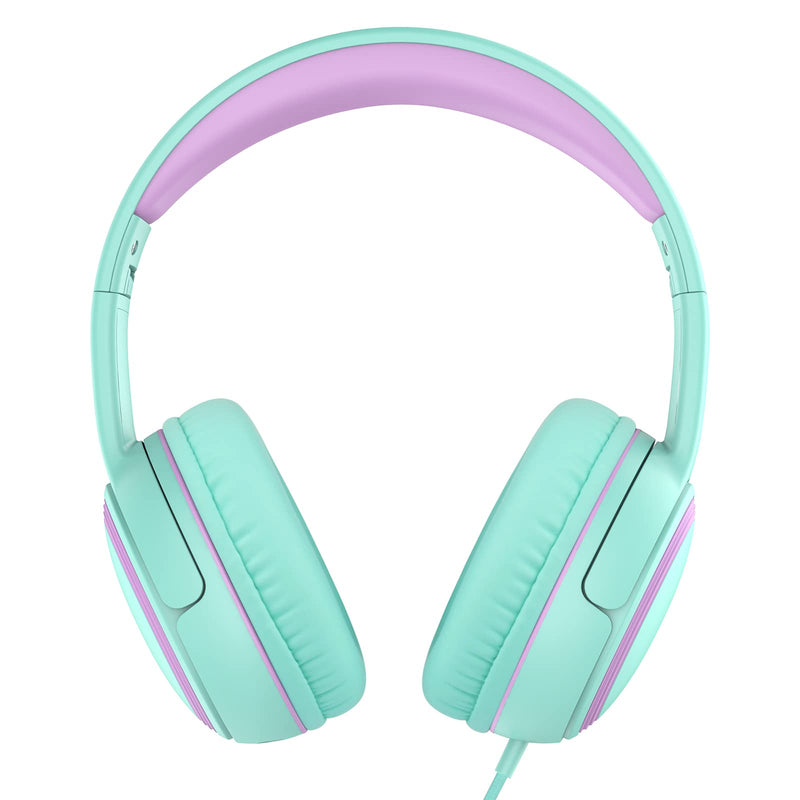 JOMILIN A10 On-Ear Headphones with Microphone, Lightweight Folding Stereo Bass Headphones with 1.5M No-Tangle Cord, Portable Wired Headphones for Smartphone Tablet Computer MP3 / 4 (Green) Green