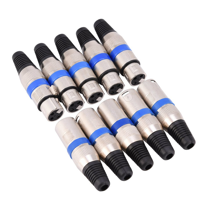 Neufday-5 Pairs 3-Pin XLR Mic Microphone Audio Connector Male Plug + Female Socket, New Year's Gifts