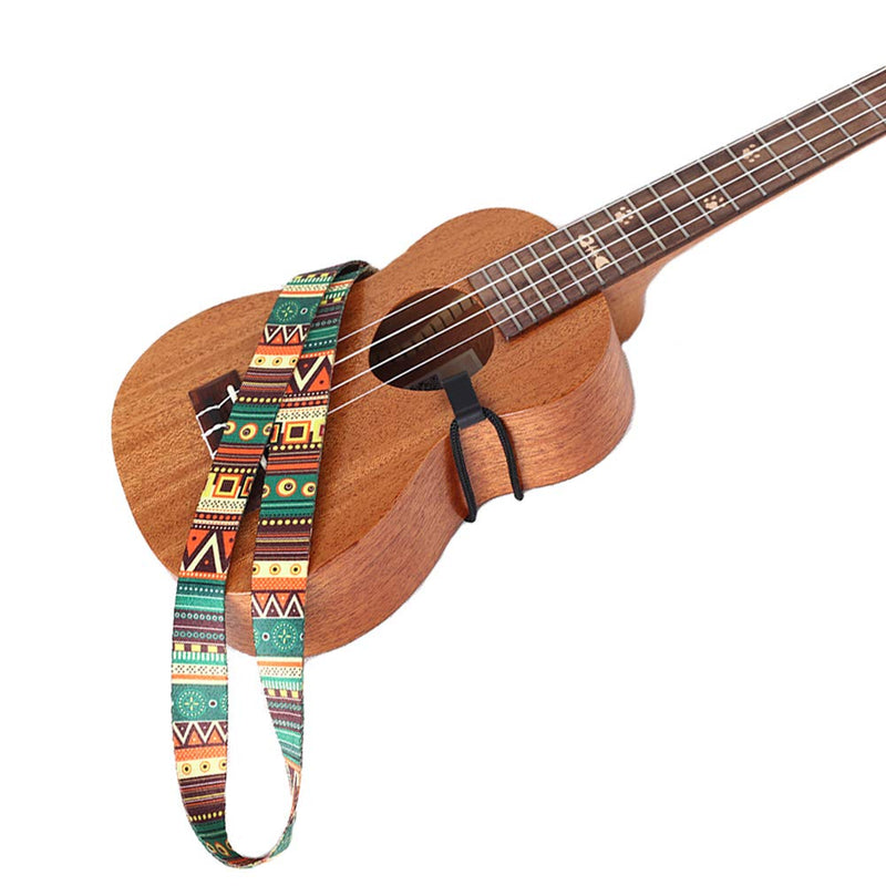 YOLOPARK Retro Ethnic Style Printed Adjustable Ukulele Strap with Hook, Thermal Transfer Ribbon Neck Strap Suitable for 17" 21" 23" 26" Ukulele