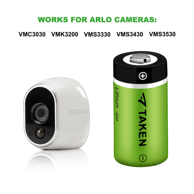 Taken 4 Pack 3.7V 750mAh Rechargeable Batteries for Arlo Cameras (VMC3030/VMK3200/VMS3330/3430/3530), Flashlight, Microphone