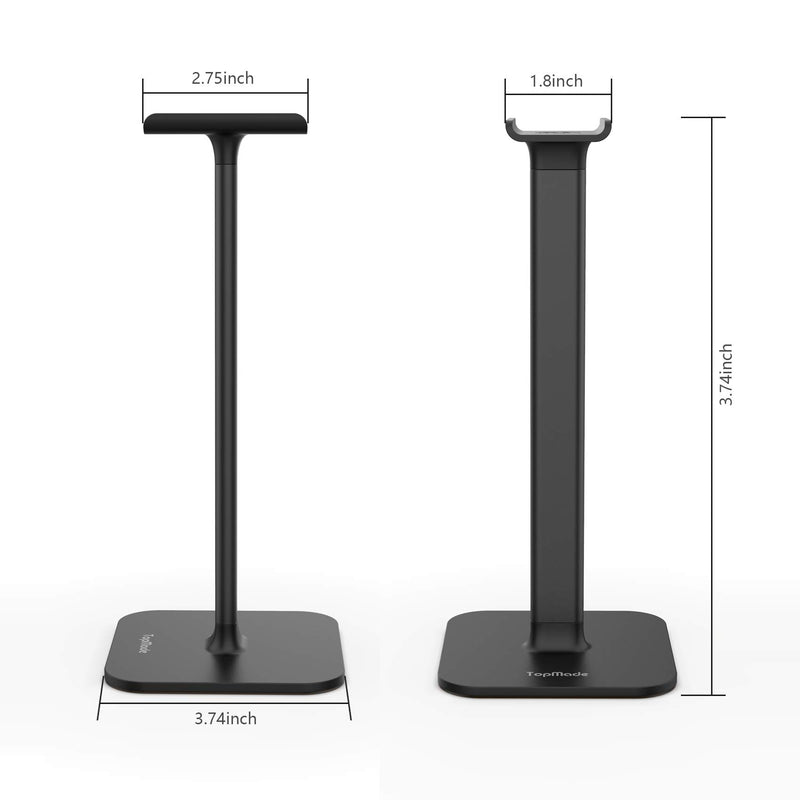 TopMade Headphone Stand Headset Holder Gaming Headset Holder with Aluminum Supporting Bar Non-Slip Silicone Headrest ABS Solid Base Earphone Stand for All Headphones Size (Black) 002 Black