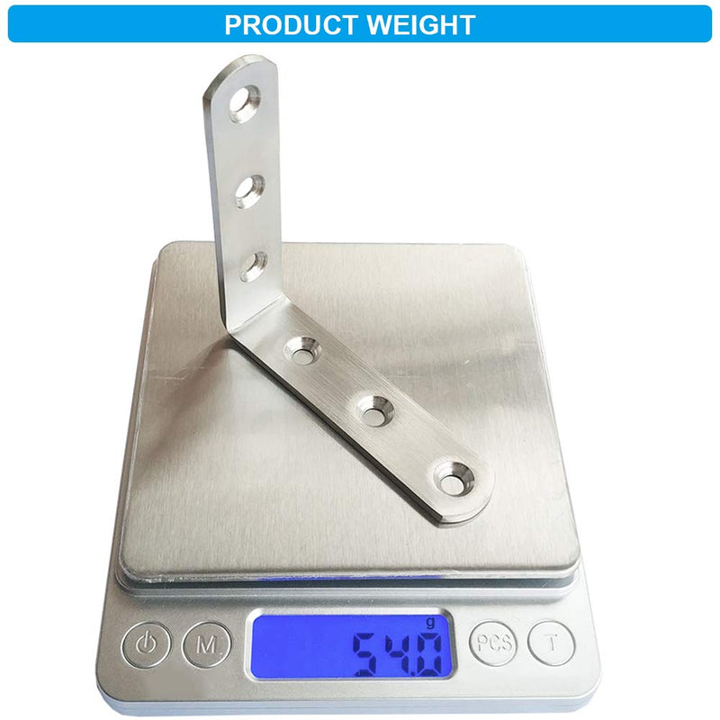 JUBEIJIA 5 Pcs Heavy Duty Stainless Steel Corner Braces 80 x 80 x 20mm L Shaped Corner Brackets 90 Degree Joint Right Angle Brackets for Wood with Screw