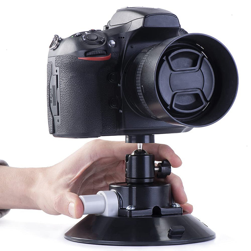 IMT 4.5" Car Camera Mounting Kit Pump Vacuum Suction Cup Mount, Professional Camcorder Vehicle Holder w/ 360° Panorama Ball Head and 180°, DSLR Camera Video Stabilizer Car Sucker Cup Holder 4.5"