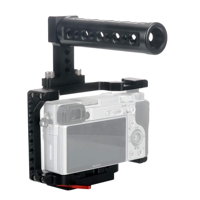 Poyinco Camera Cage for Sony A6500 A6400 Camera Stabilizer with Topo Handle Movable Quick Release Plate