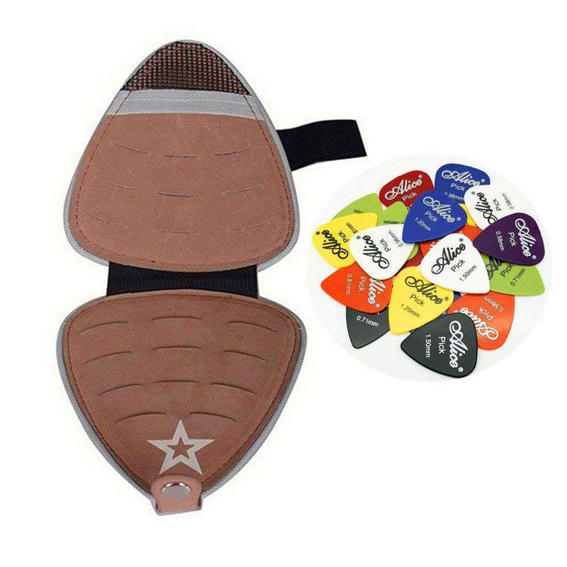 Guitar Picks Holder PU Leather Guitar Plectrums Case with 20Pcs Colorful Acoustic Electric Guitar Picks Christmas Birthday Gift for Guitar Player Picks Holder with 20pcs Guitar Picks (Star Style)