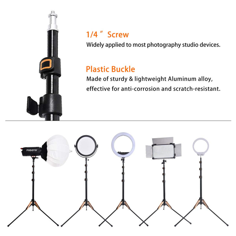 Photography Light Stand Portable Lightweight 75 inch / 6.3 Feet Aluminum Alloy Tripod Stand for Photo Studio Photographic Lighting Softbox Video Flash Umbrellas YouTube with Carry Bag