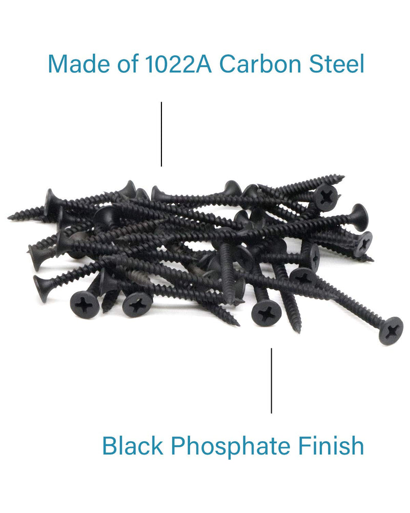 IMScrews 100pcs #8x1-1/2" Flat Head Phillips Drywall Screws Fine Thread Sharp Point Wood Screw, Carbon Steel 1022A, Black Phosphate 100 Pcs #8x1-1/2"
