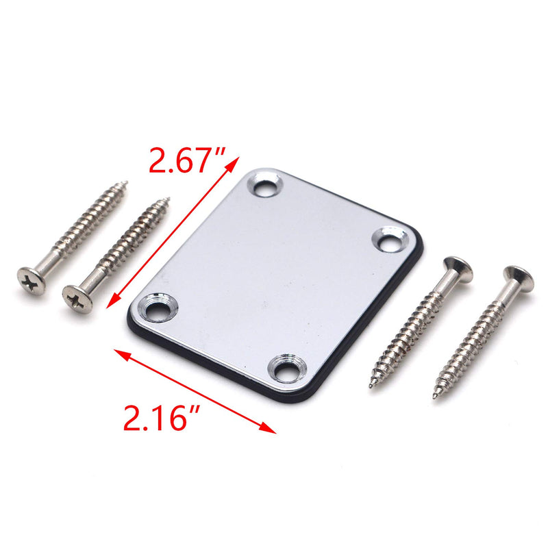 FarBoat 2Pcs Neck Plates Mounting Plate with Screws for Electric Guitars ST Guitars(Silver) silver