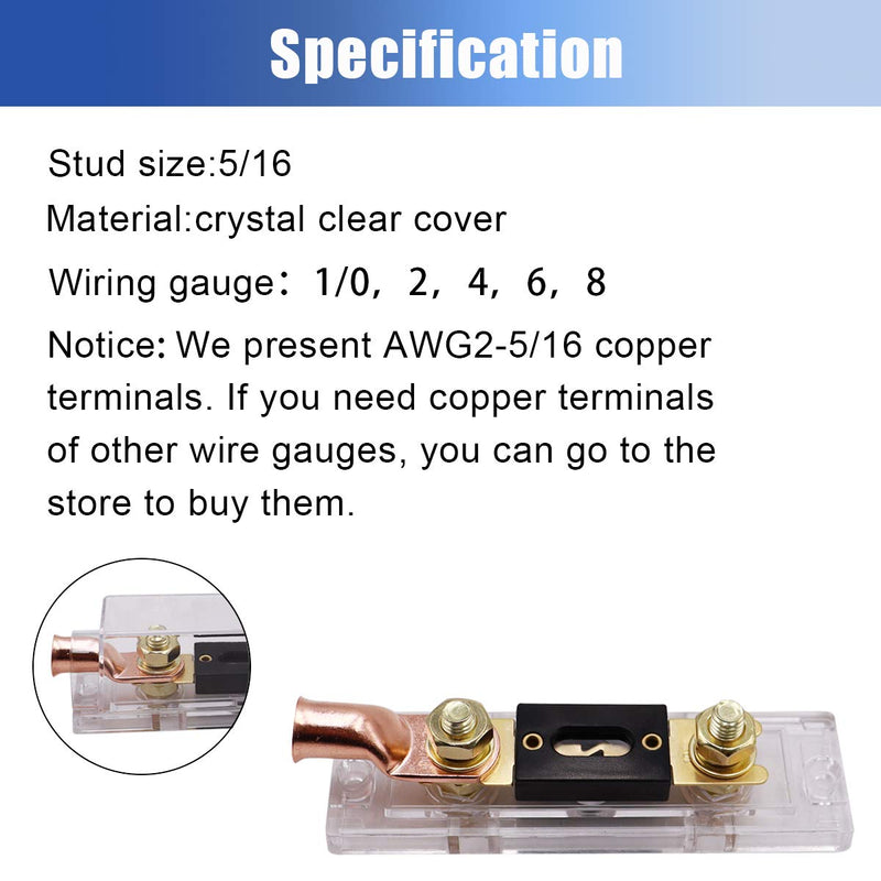 smseace 2pcs 150A Gold Plated ANL Fuse with 2pcs fuses Holders +4pcs 2AWG Copper Ring Terminal Suitable for 1/0,2,4AWG Protect Controller Used for car Audio and Other high Current Applications Fuse+Holder