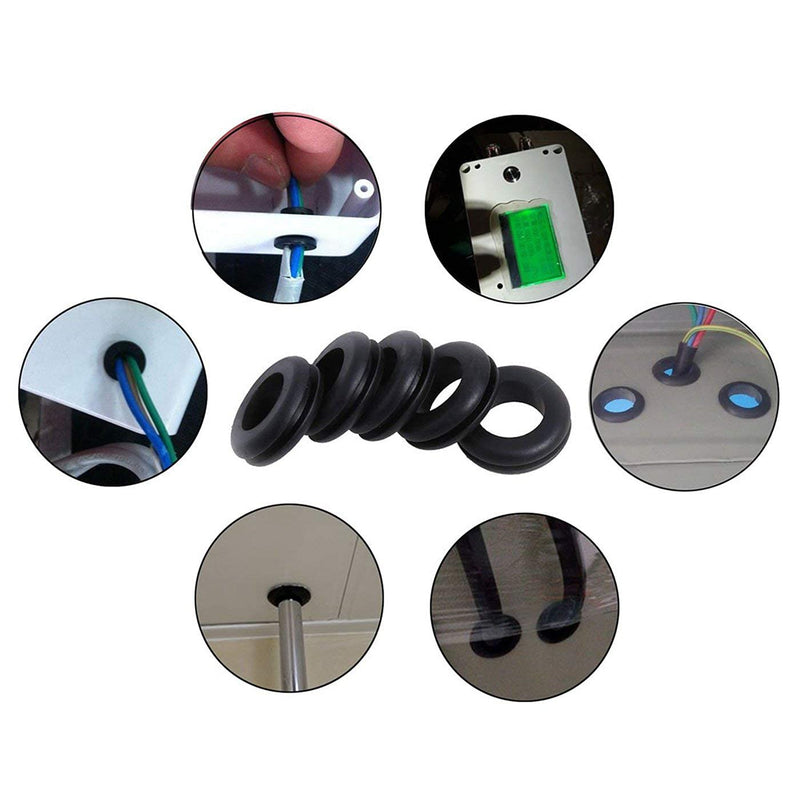 Heyiarbeit Rubber Grommet 100Pcs 16mm Inner Dia Oil Resistant Armature Rubber Grommets for Wiring Cable Black 16mm 100pcs