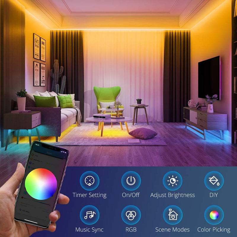 [AUSTRALIA] - LED Strip Lights, Updated Waterproof IP65 32.8ft 300 5050 LEDs Color Changing Rope Light Work with Music APP(Bluetooth), Remote Control, for Bedroom Kitchen Holiday Party (10m) 