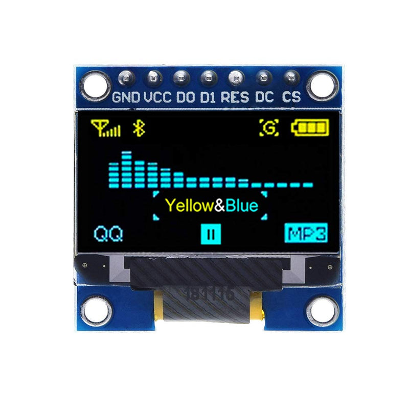 FBHDZVV 5PCS 0.96 OLED Display Module 128x64 SSD1306 SPI 0.96 inch LED Driver Chip SSD1306 7Pin IIC I2C SPI Serial Yellow Blue Display Compatible with Arduino and Microcontroller DIY KIT