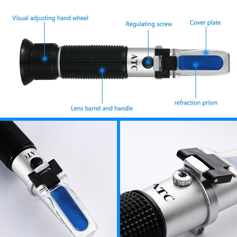 Meichoon 0~32% Brix Refractometer with ATC Digital Handheld Refractometer for Sugar, Food, Fruit, Beverages Honey DH14