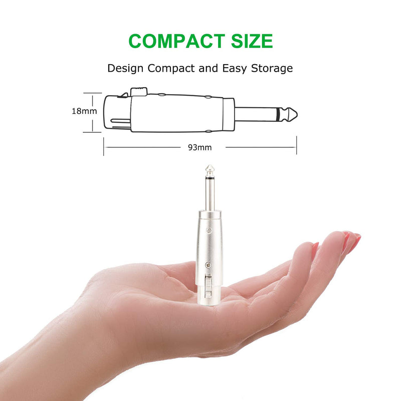 [AUSTRALIA] - XLR Female to 1/4 inch TS Adapter, HOSONGIN 3PIN XLR Female to Quarter 1/4" Inch 6.35mm TS Mono Male Plug Heavy Duty Metal Audio Microphone Adapter, 2 Pack UnBalanced - 1/4" TS to XLR Female - 2PCS 