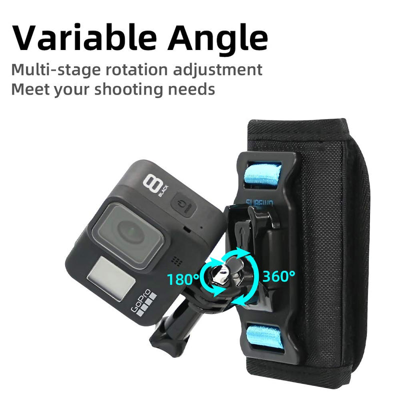 SUREWO Backpack Shoulder Strap Mount with Adjustable Shoulder Pad and 360° Rotating Base Mount Compatible with GoPro Hero 10/9/8/7/6/5 Black,DJI Osmo Action 2,Insta 360 ONE R and Most Action Cameras