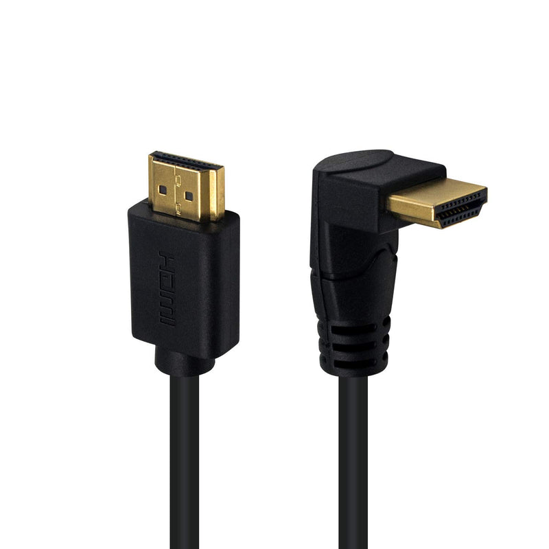 Poyiccot HDMI 2.0 Male to Male Cable 90 Degree, 2 Feet / 60cm Gold Plated High Speed HDMI Male to Male Upward Angle Cable 60Hz, 4K 2K (M/M Up)