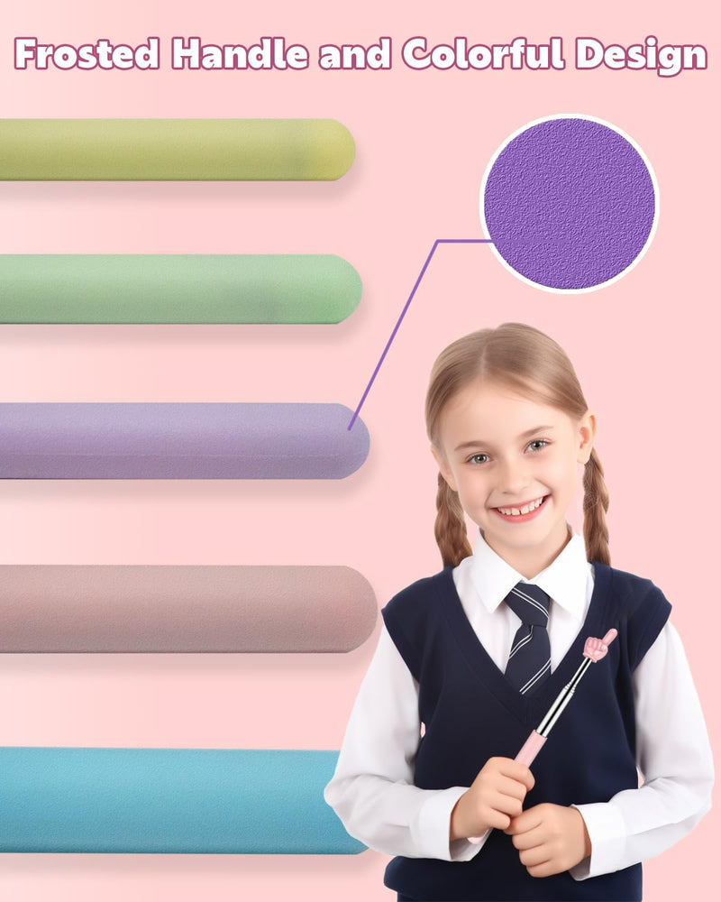 [AUSTRALIA] - Retractable Teacher Pointer for Classroom Kids Reading, Dumero Extendable Finger Pointer Stick for School, Collapsible Finger Pointing Stick, Long Telescoping Hand Pointer, -3 Pack: Blue, Pink, Purple 3 Pack: Blue, Pink, Purple 