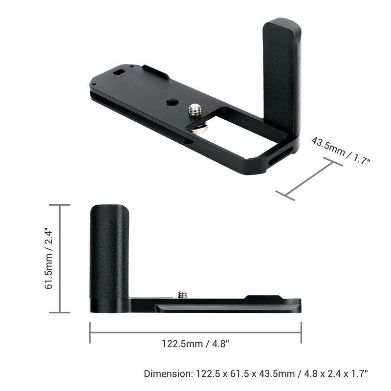 JJC MHG-XE4 Solid Metal Hand Grip Secure Handle Bracket for Fuji Fujifilm X-E4 XE4 Camera, Anti-Slip Pads Design, Arca Swiss Quick Release Plate, Extra 1/4"-20 Tripod Hole & Hand Strap Hole For Fujifilm X-E4