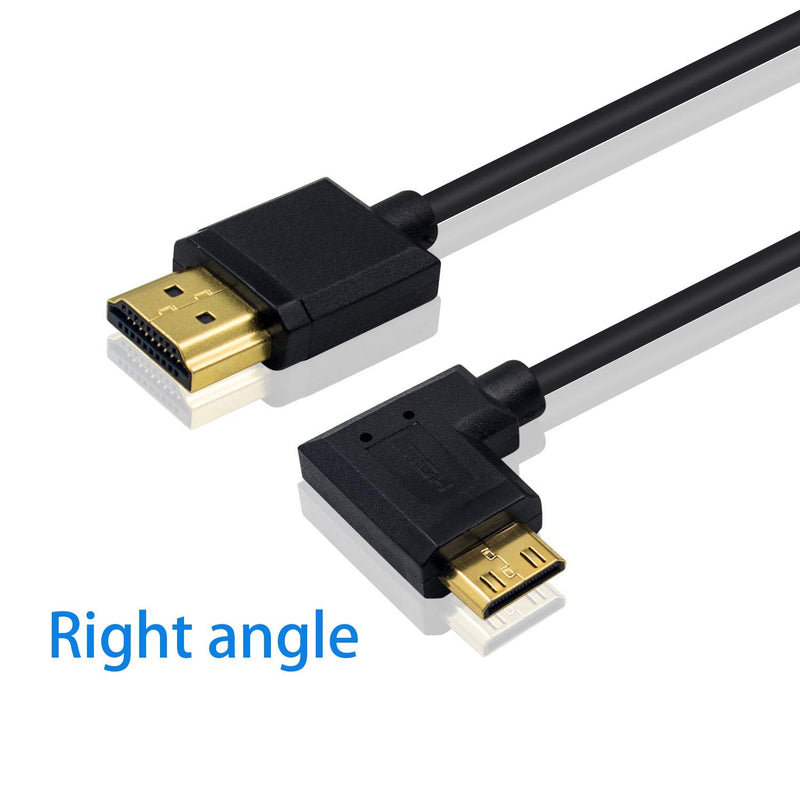 [AUSTRALIA] - Duttek Mini HDMI to Standard HDMI Cable, HDMI to Mini HDMI Cable, Ultra-Thin Right Angled 90 Degree Mini HDMI Male to HDMI Male Cable Support 4K Ultra HD, 1080p, 3D(HDMI 2.0) (15cm/6 inch) Right Angled 15cm 