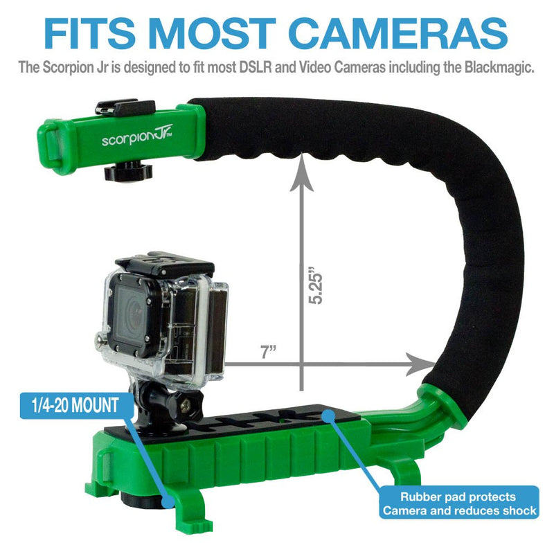 Cam Caddie Scorpion Jr. Limited Edition Collapsible Stabilizing Camera/Smartphone Handle w/Hot Shoe Mount - Green