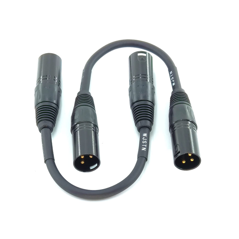 WJSTN-060 XLR Adapter Male to Male, XLR 3pin Male Panel Mount 6 inches 3 pin XLR Extension shunt Cable 2 Pack