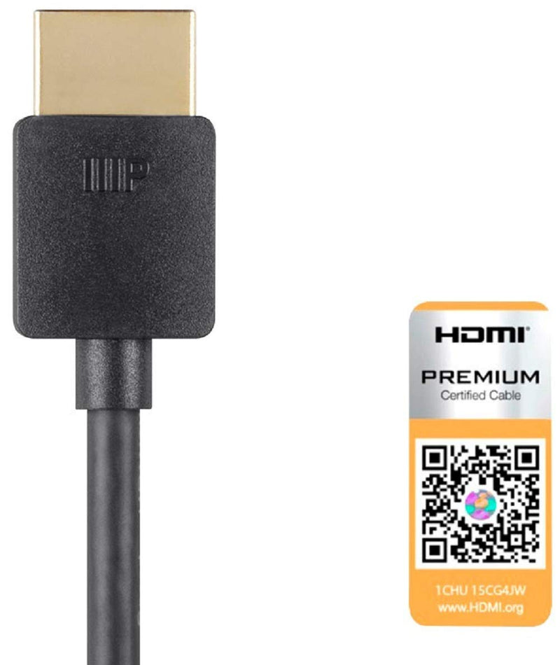 [AUSTRALIA] - Monoprice 124188 High Speed HDMI Cable - 8 Feet - Black| Certified Premium, 4K@60Hz, HDR, 18Gbps, 36AWG, YUV, 4:4:4 - Ultra Slim Series Single 