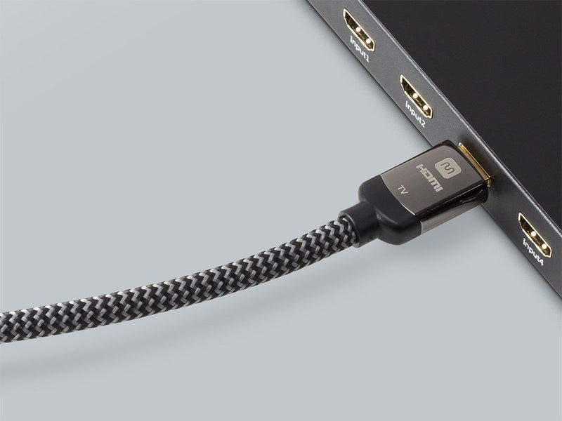 Monoprice HDMI High Speed Active Cable - 30 Feet - Gray, 4K@60Hz, 18Gbps, HDR, 28AWG, YUV, 4:4:4, CL3 - Luxe Active Series Black 30ft