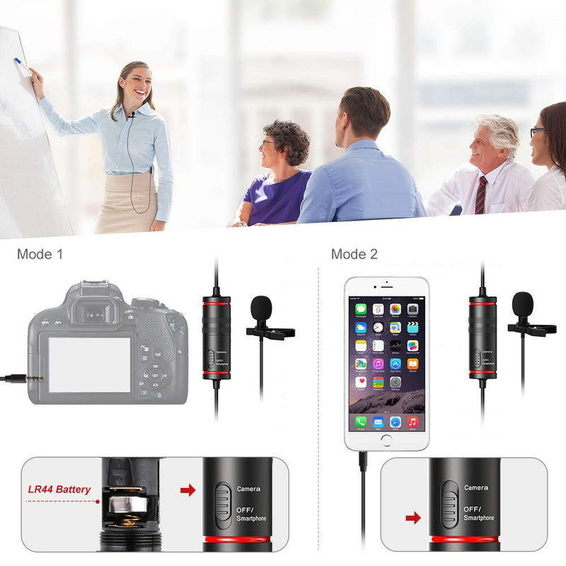 [AUSTRALIA] - Professional Lavalier Microphone for PC/Android/iPhone/Camera, Omnidirectional Lapel Microphone with Noise Reduction for Recording, YouTube, Interview, Video, Conferencing, DSLR 