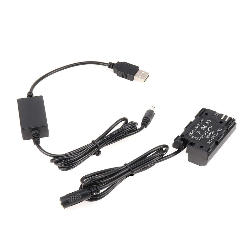 FocusFoto LP-E6 Full Decoded Dummy Battery DR-E6 DC Coupler + USB Power Supply Adapter Cable for Canon EOS 5D Mark IV III II 5DS R, R5, R6, 6D, 6D II, 7D, 7D II, 60D 60Da 70D 80D 90D Camera