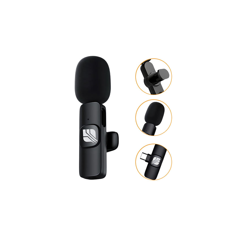 [AUSTRALIA] - SPEC Portable External Wireless Lavalier Clip On Microphone iPhone for Live Streaming, Video Recording, TIK Tok Live, Facebook Live, YouTube Live Streaming for iPhone (Black) Black 