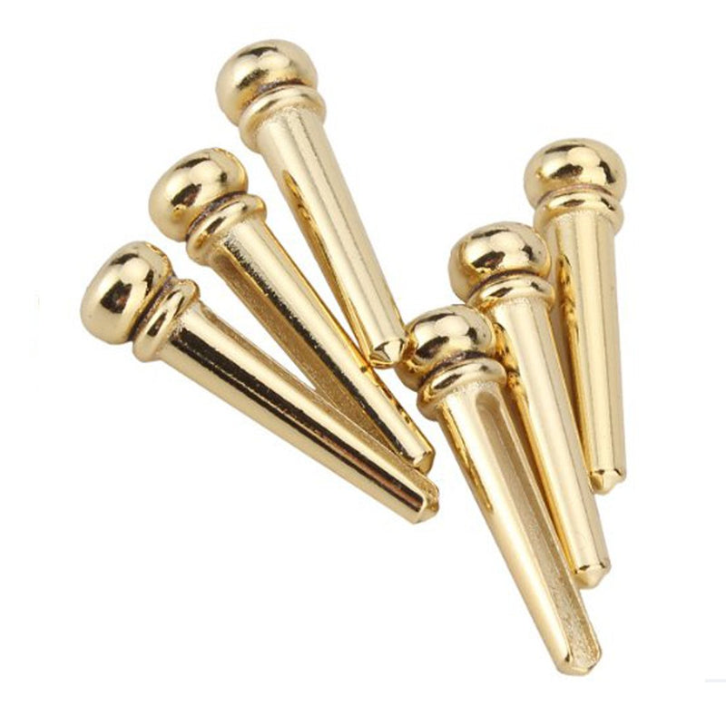 Musiclily Brass Acoustic Folk Guitar Bridge Pins String Pegs End Pins Endpin for Martin Taylor Guitar, Gold(Pack of 6)