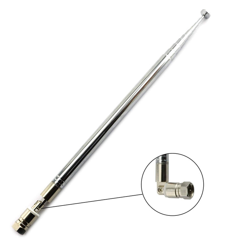 RuiLing 1-Pack 1.2m Telescopic Aerial Antenna with F Type Male Connector, Radio Stereo Receiver for DAB AM FM TV Home Audio Radio Replacement 75 Ohm 10 Section