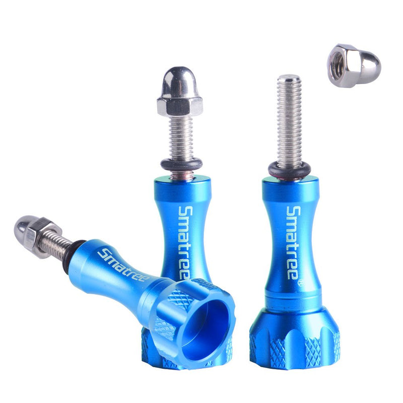 [AUSTRALIA] - Smatree Aluminum Thumbscrew/Thumb Knob Compatible for Gopro Session, Hero 7,6, 5, 4, 3, 3+, 2, 1/DJI OSMO Action Cameras (3PCS, 1 Long + 2 Short) -Blue 